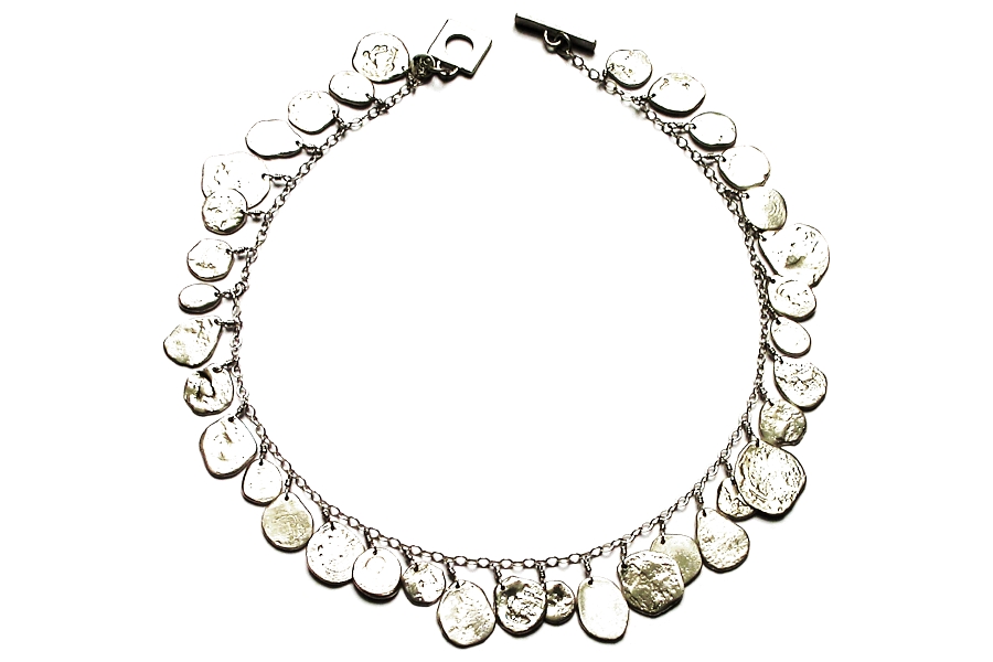 silver disc charm neckpiece   $595.00   item 03-007 