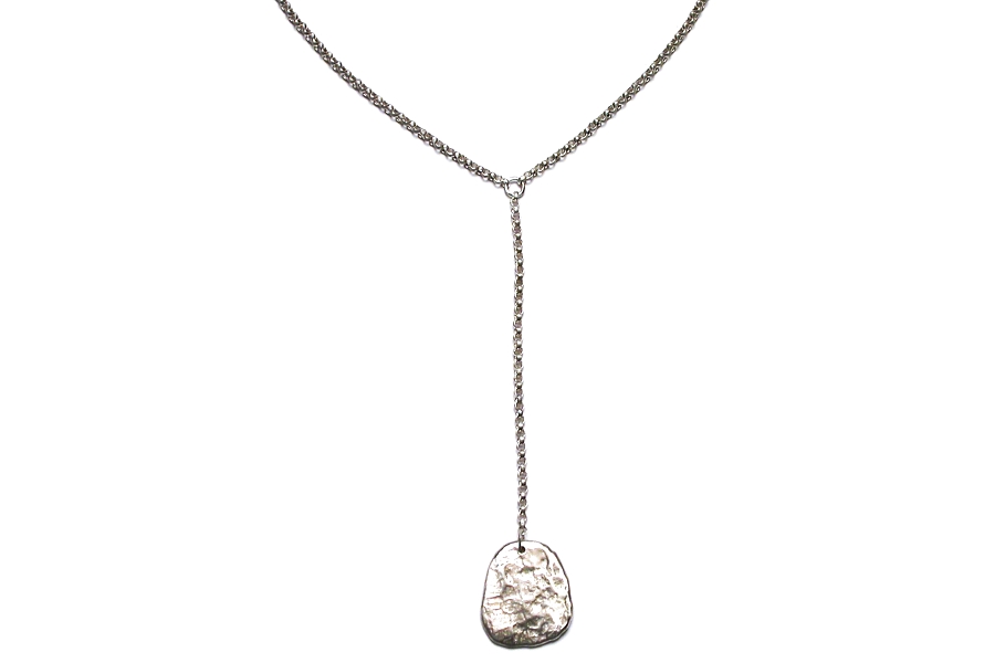 silver disc Y neckpiece   $125.00   item 03-012 
