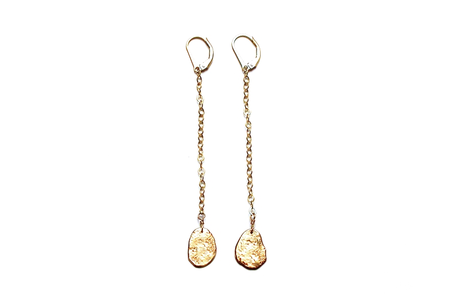 gold disc on gold chain earrings   $180.00   item 03-022 