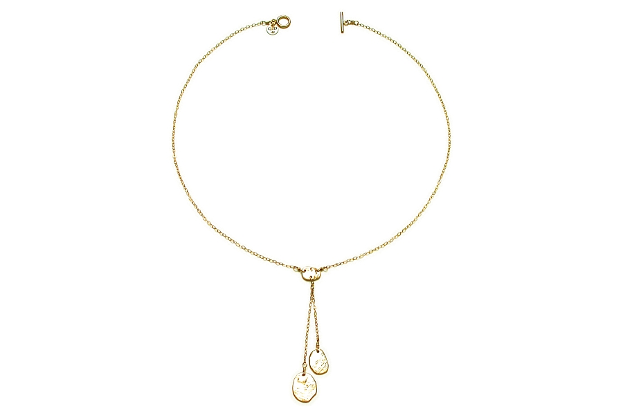 double gold disc drop neckpiece   $295.00   item 03-024 