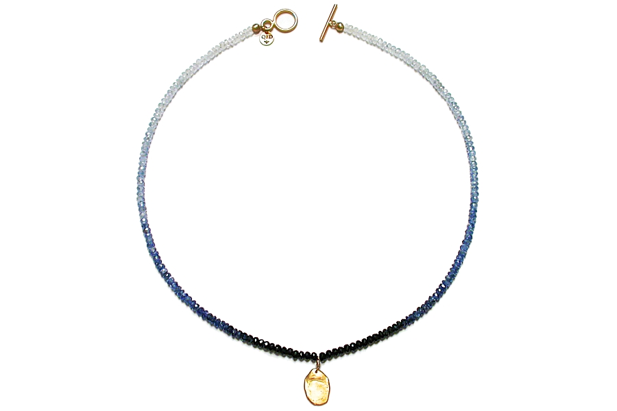 sapphire & gold disc neckpiece   $1,200.00   item 03-062 