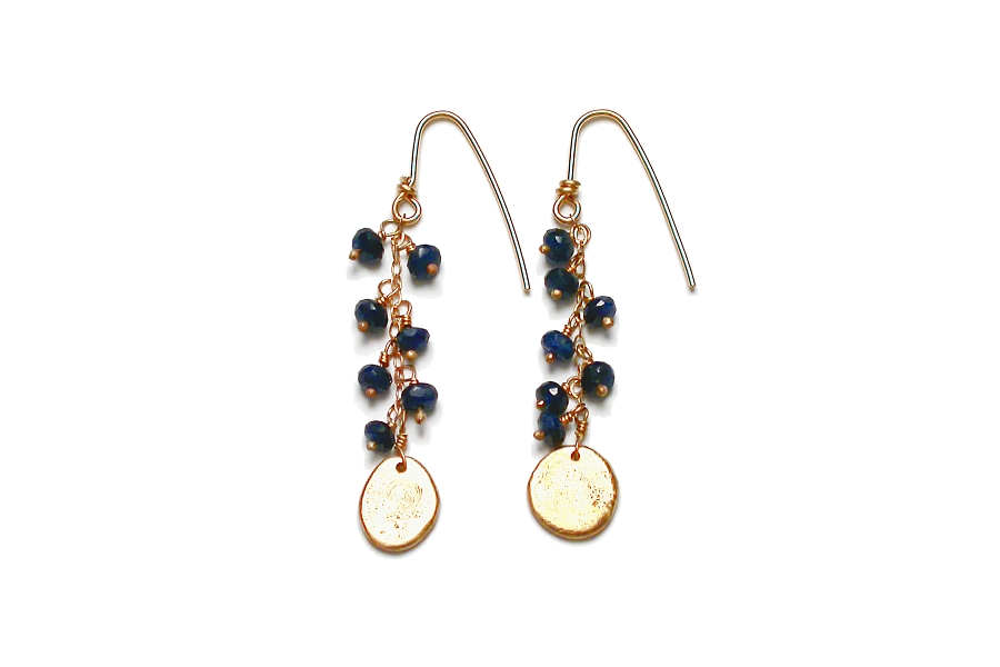 sapphire & gold disc earrings   $220.00   item 03-063 