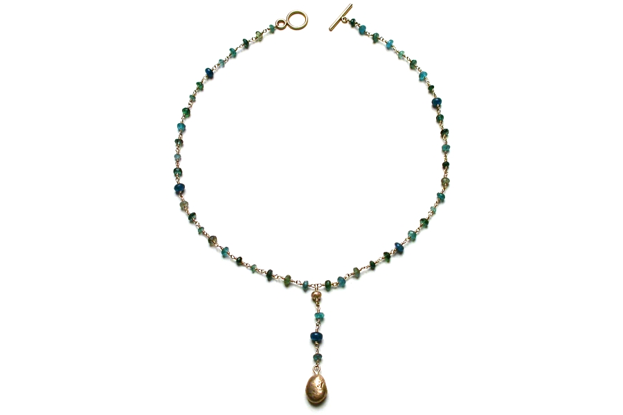 apatite & gold drop neckpiece   $595.00   item 03-071 
