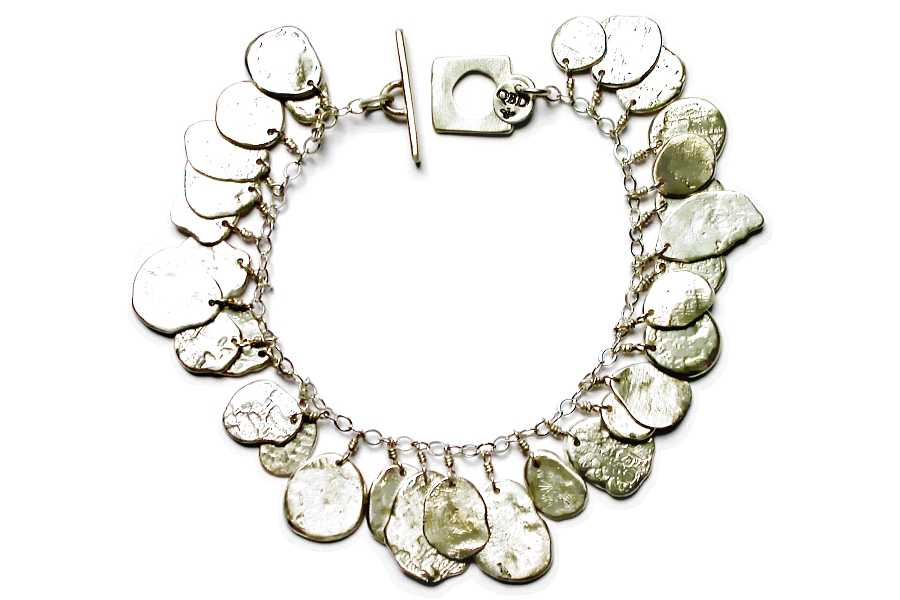 silver disc charm bracelet   $395.00   item 04-034 