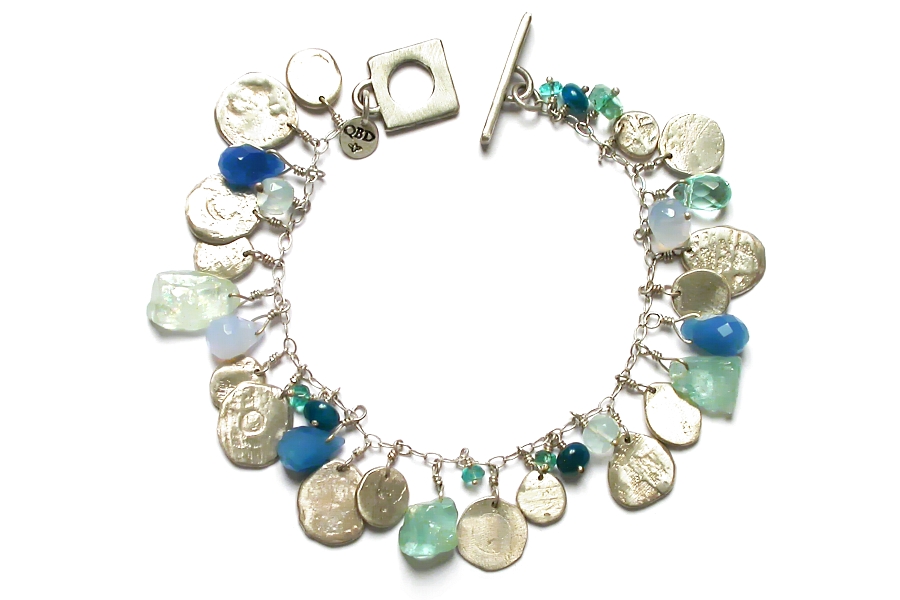 mixed blues charm bracelet   $340.00   item 04-039 
