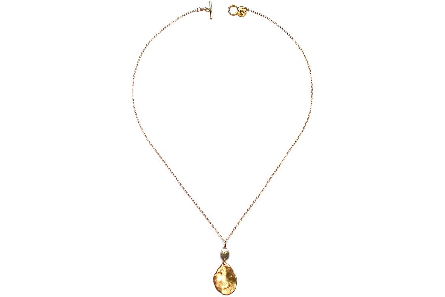 gold disc & silver nugget neckpiece   $280.00   item 04-050 