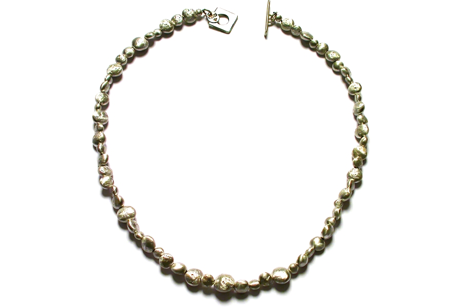 long-drilled silver nugget neckpiece   $695.00   item 04-068 