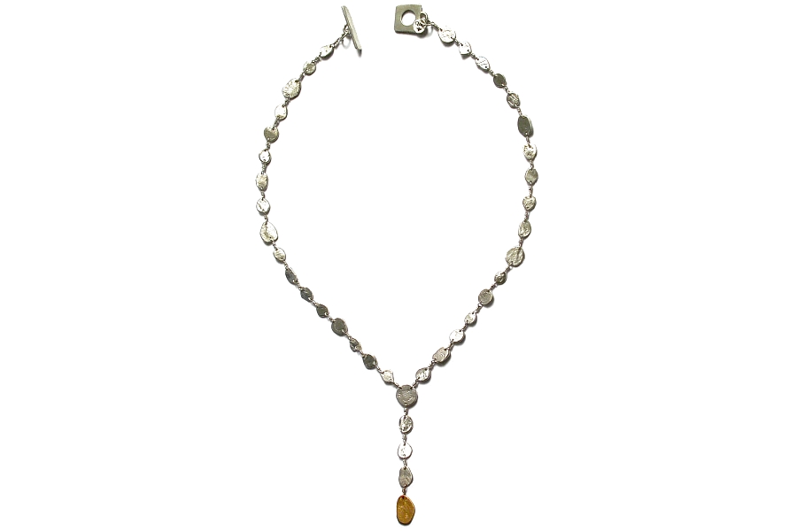 silver mini-disc Y neckpiece with gold disc pendant   $350.00   item 04-167 