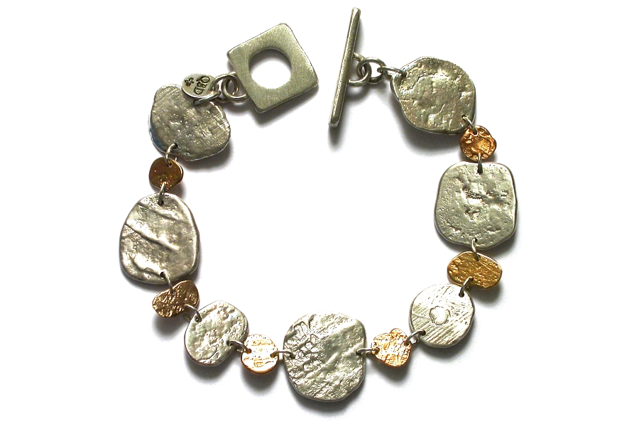 silver disc & gold mini-disc bracelet   $360.00   item 04-172 