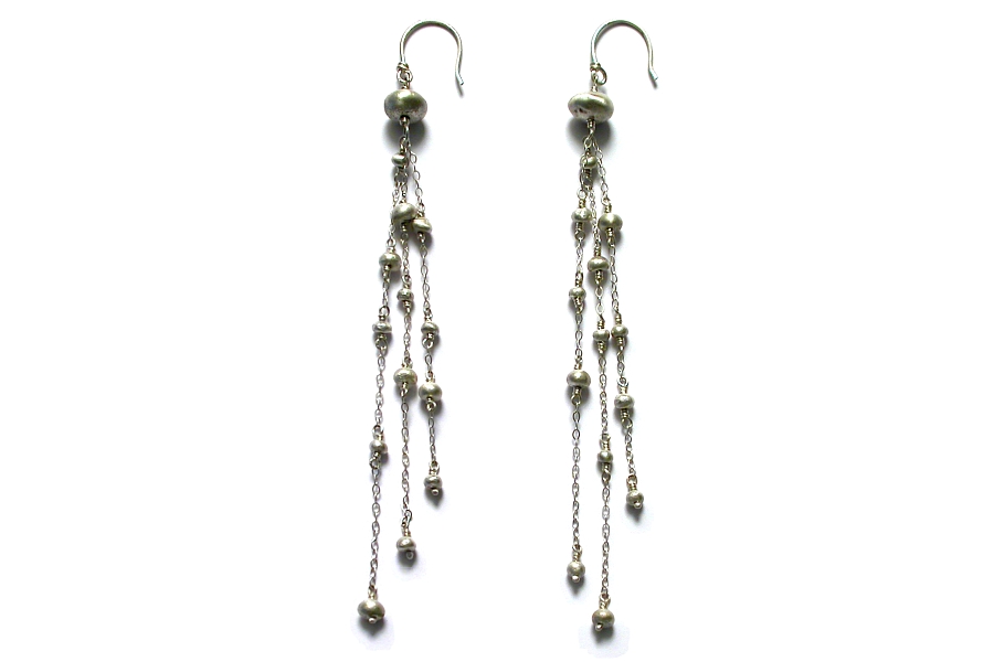 silver nugget & mini-nugget cascade earrings   $220.00   item 04-175 