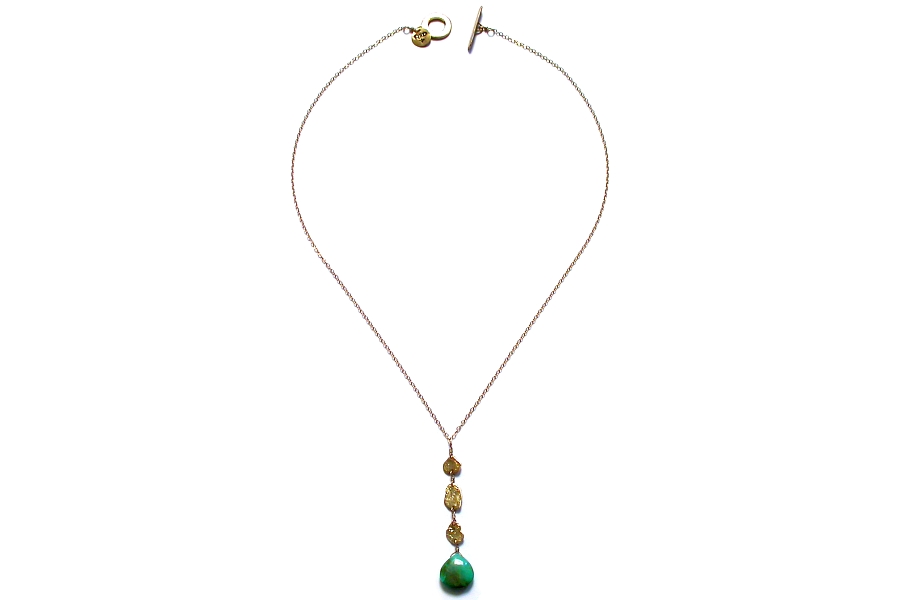 gold mini-disc & peruvian opal pendant neckpiece   $275.00   item 04-188 