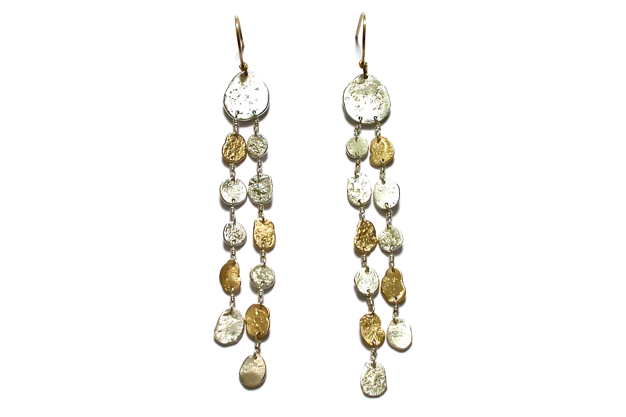 gold & silver mini-disc double dangle earrings   $280.00   item 04-402 