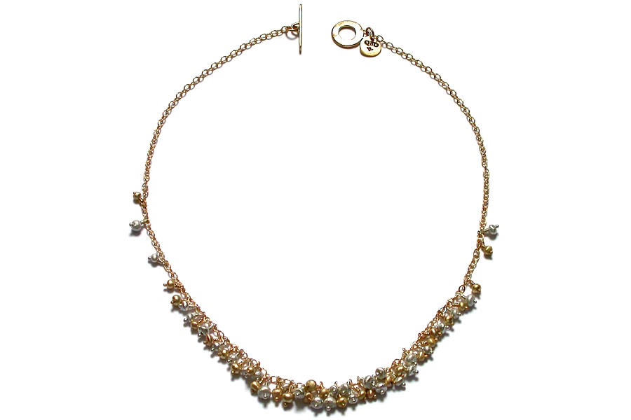 silver & gold mini-nugget cluster neckpiece   $595.00   item 04-416 