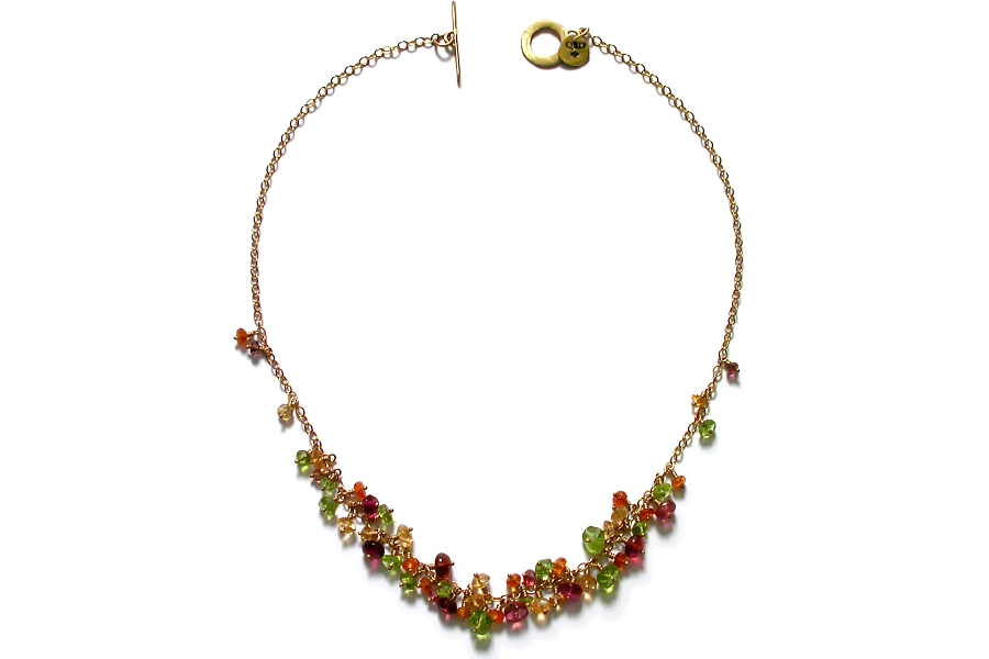 'citrus' on gold cluster neckpiece   $360.00   item 04-424 