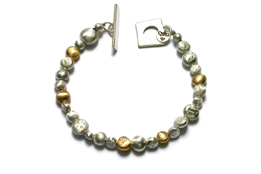 long-drilled silver & gold nugget bracelet   $850.00   item 04-430 