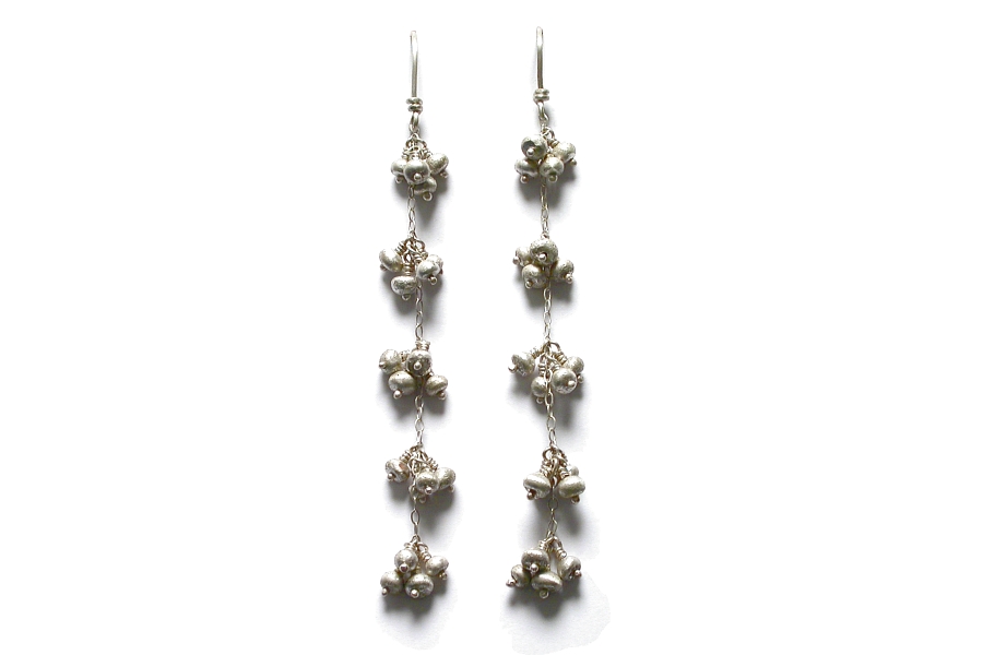 silver mini-nugget 'bunches' earrings   $180.00   item 04-452 