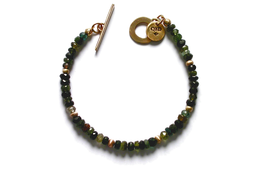 gold mini-nugget and green tourmaline bracelet   $250.00   item 04-461 