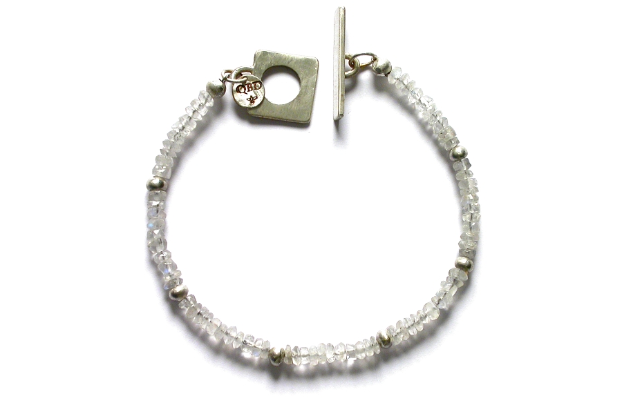 silver mini-nugget and rainbow moonstone bracelet   $120.00   item 04-462 