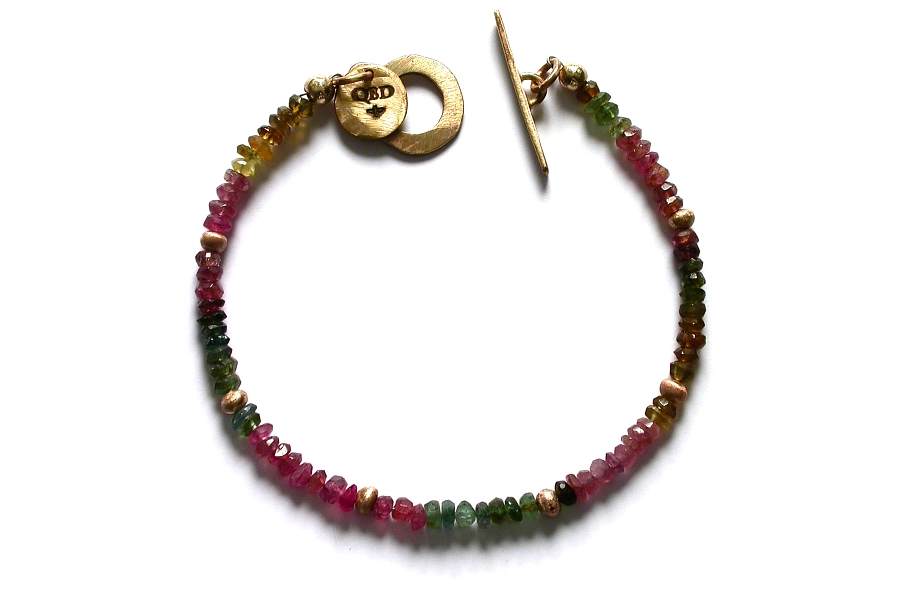 gold mini-nugget and mixed tourmaline bracelet   $250.00   item 04-470 