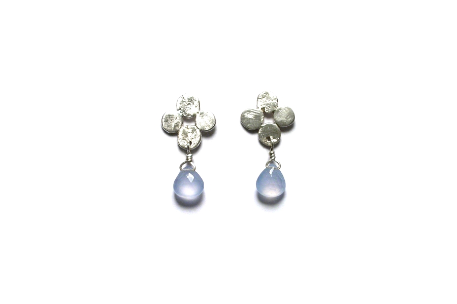 silver bloom and chalcedony briolette earrings   $75.00   item 04-474 