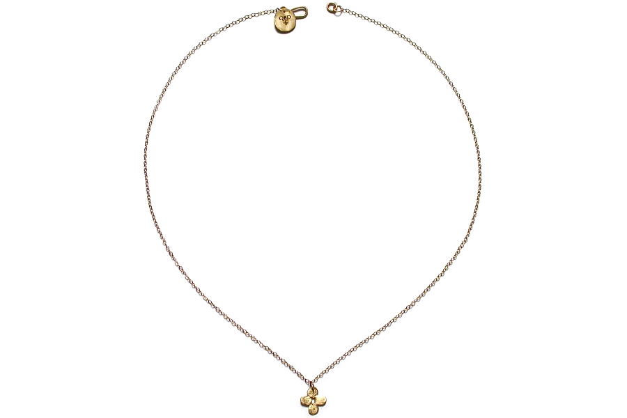 gold mini bloom pendant on chain   $140.00   item 04-484 
