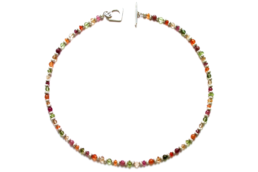 silver mini-nugget & citrus neckpiece   $395.00   item 05-023 