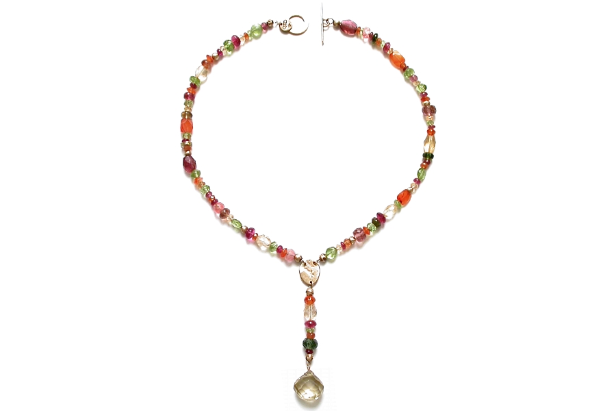 citrus & gold Y neckpiece with lemon quartz briolette   $540.00   item 05-039 