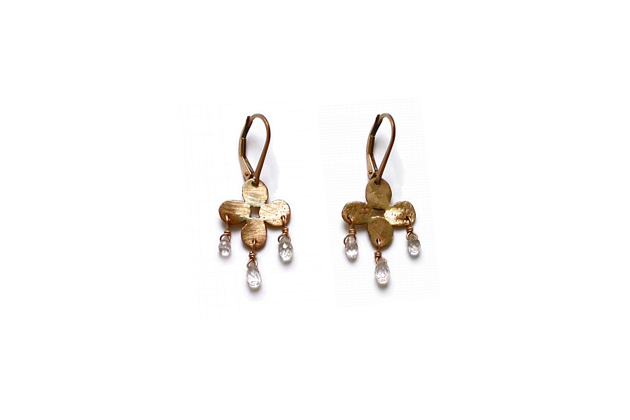 gold bloom & morganite briolette earrings   $225.00   item 05-051 