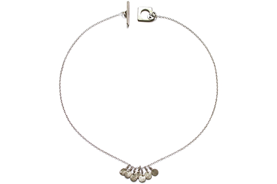 silver 7 mini-disc neckpiece   $110.00   item 05-086 