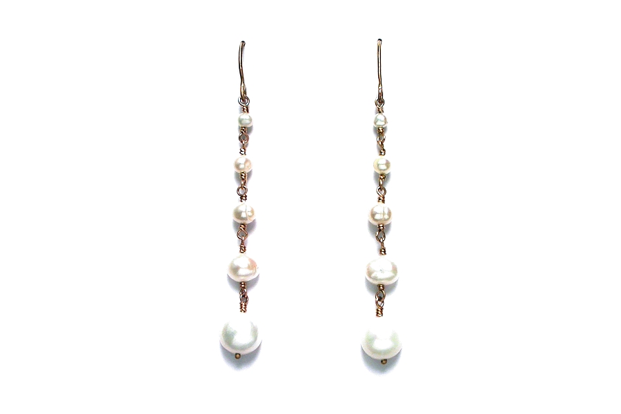graduated white freshwater pearl earrings   $110.00   item 05-124 