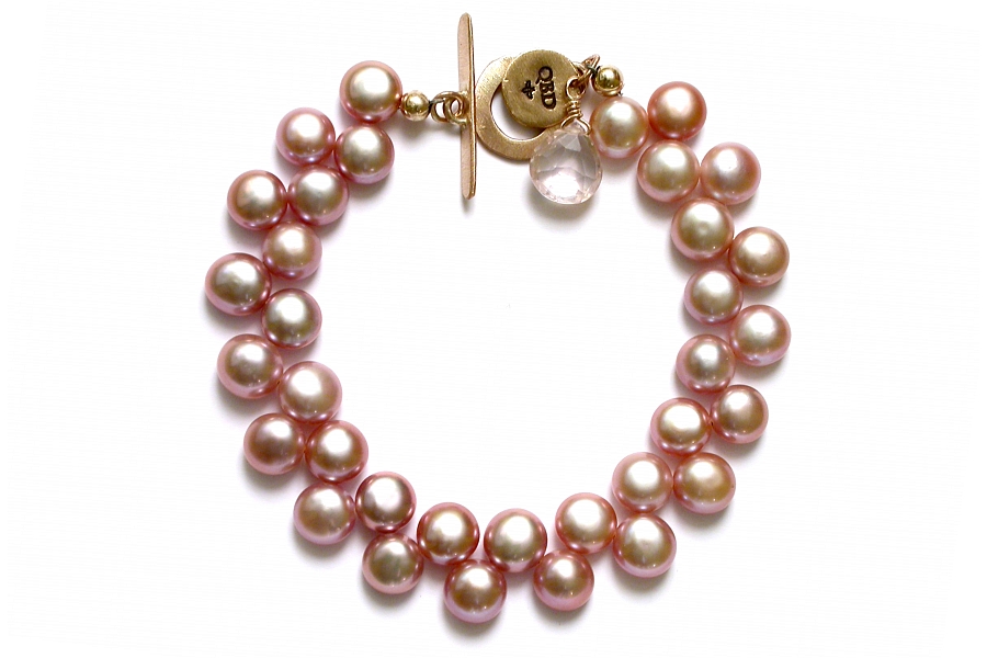 pink top-drilled freshwater pearl & pink aquamarine bracelet   $260.00   item 05-130 