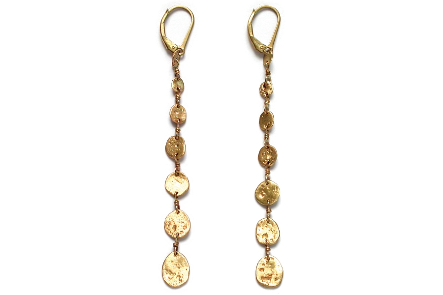 graduated gold mini disc earrings   $260.00   item 06-112 