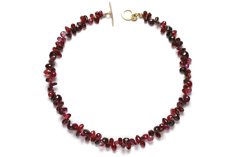 mixed garnet & ruby briolette neckpiece (with 10K gold clasp)   $350.00   item 06-127 
