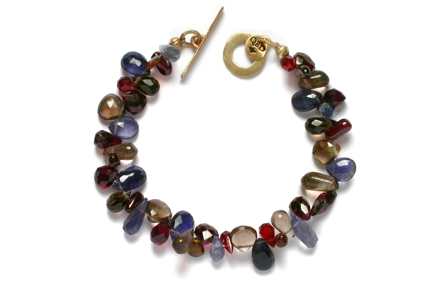 iolite, smoky quartz & garnet briolette bracelet   $225.00   item 06-134 