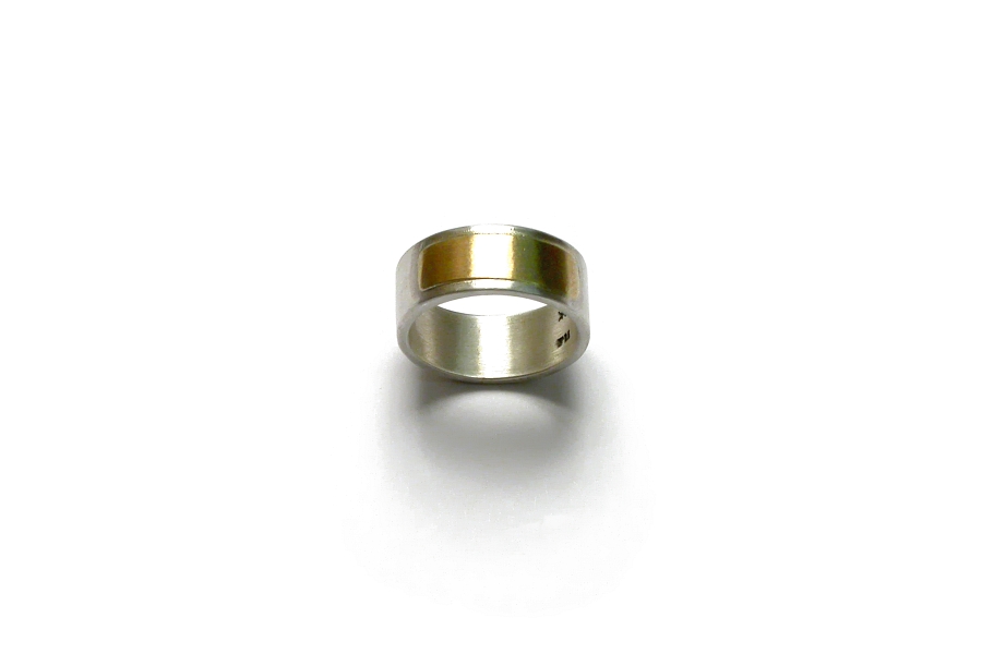 silver band & 10K gold rectangle ring   $165.00   item 06-136 