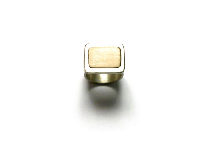 silver & 10K gold platform ring   $225.00   item 06-137 