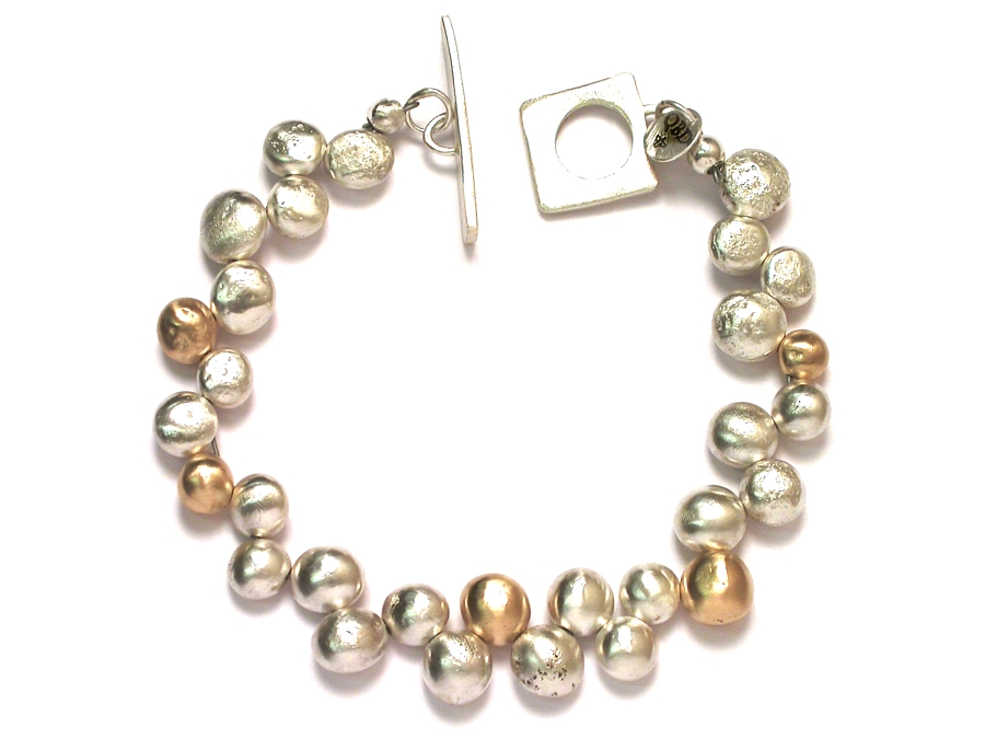 silver & 10K gold 'bubble' bracelet   $895.00   item 06-202 