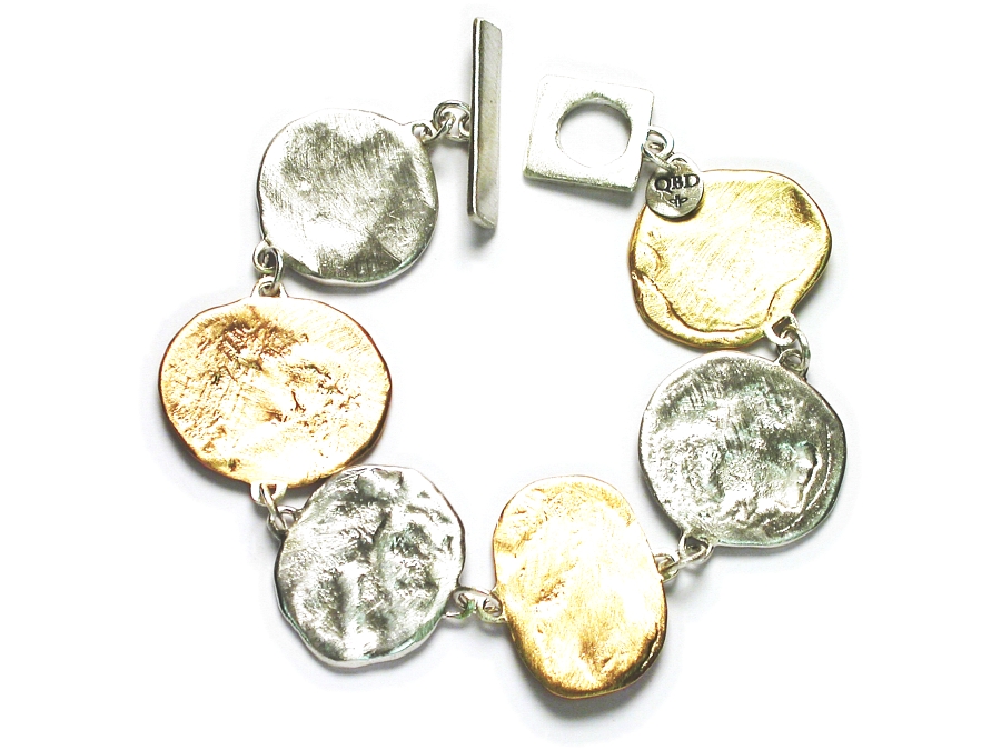 extra-large 10K gold & silver disc bracelet   $995.00   item 06-208 