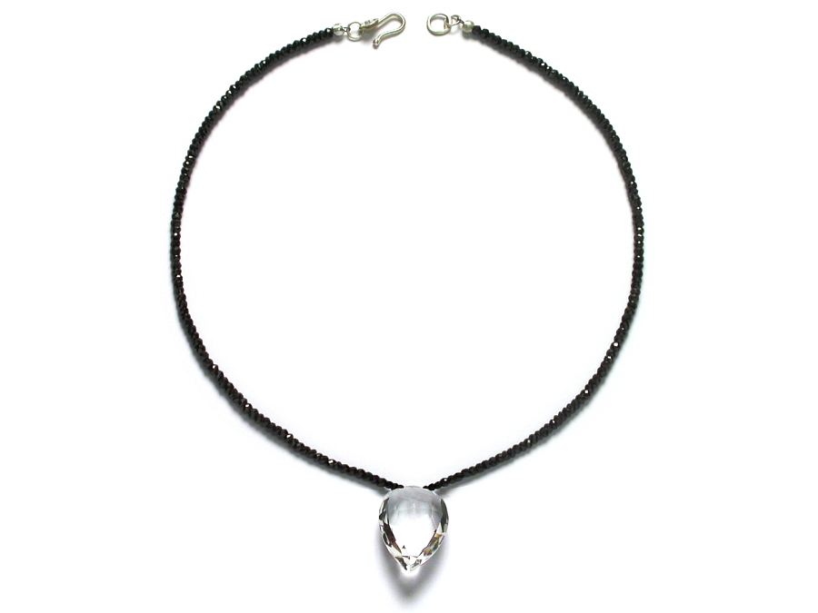 black cz & rock crystal drop neckpiece   $195.00   item 06-215 