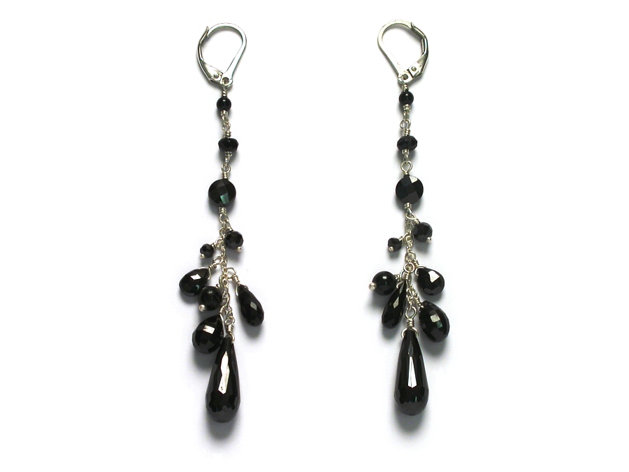 onyx, black garnet & black cz 'gypsy' earrings   $160.00   item 06-217 