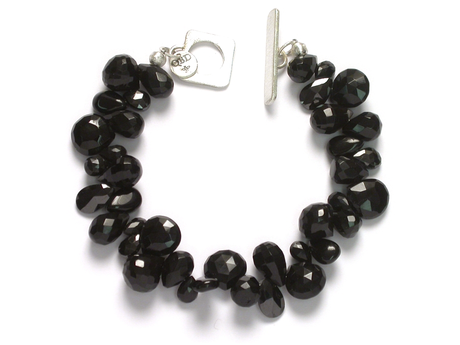 mixed onyx & black cz briolette bracelet   $140.00   item 06-218 