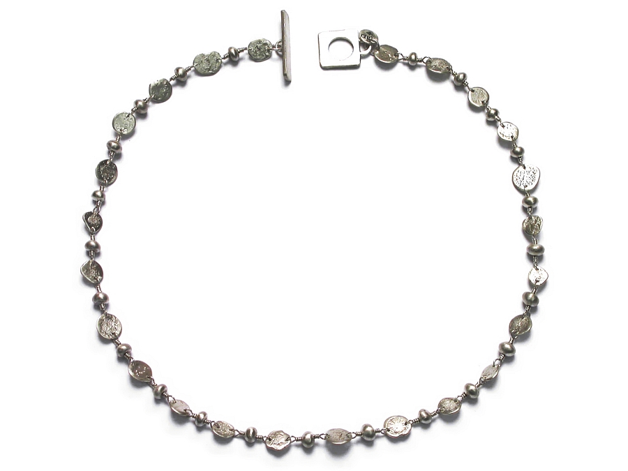silver mini-disc & mini-nugget neckpiece   $495.00   item 06-221 