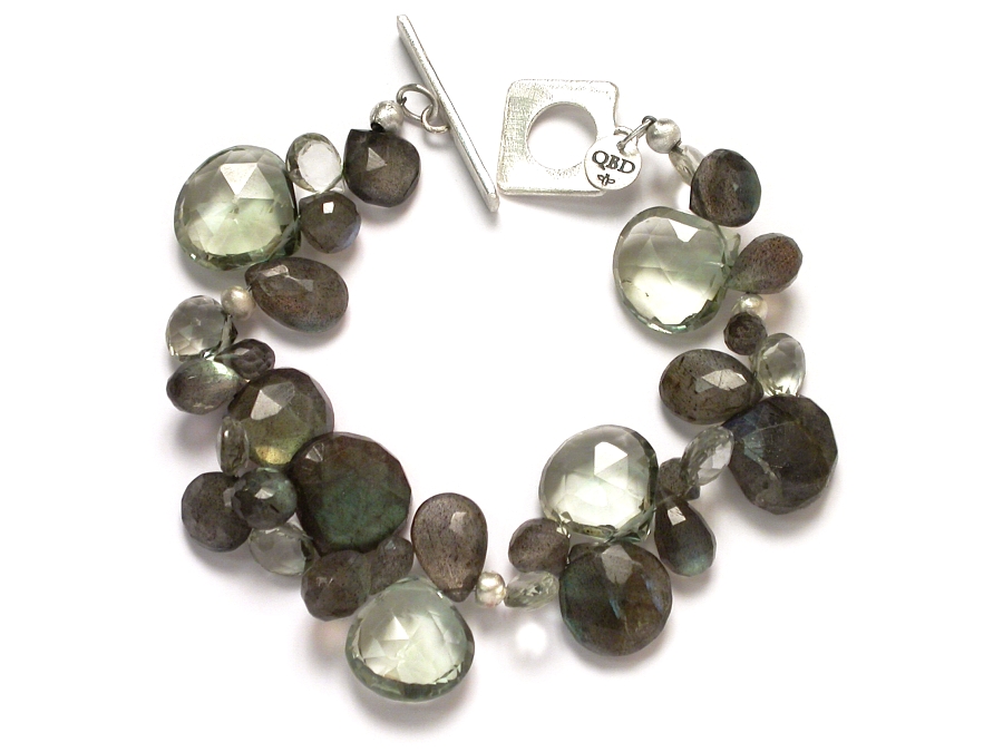silver, labradorite & green amethyst briolette bracelet   $340.00   item 06-228 