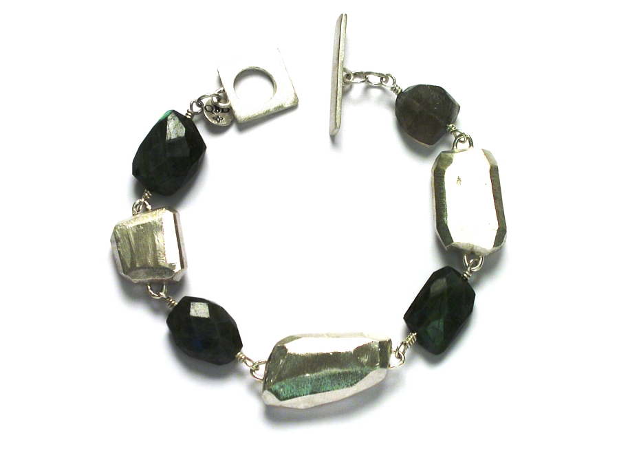silver slab & labradorite nugget bracelet   $495.00   item 06-237 