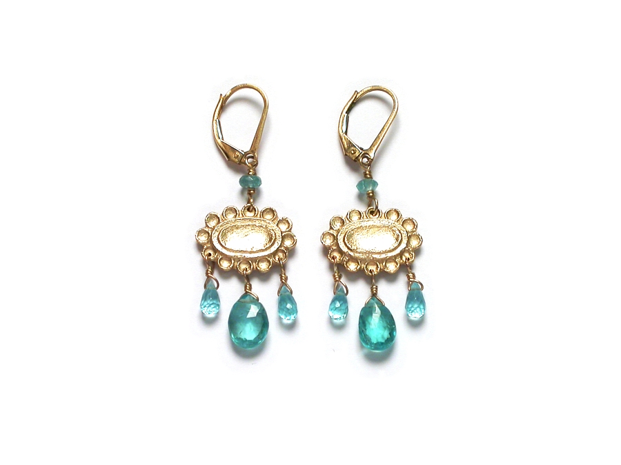 10K gold indian flower & apatite earrings   $380.00   item 07-104 