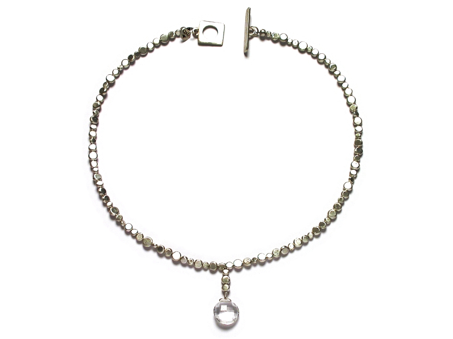 silver dot & rock crystal coin briolette Y neckpiece   $360.00   item 07-115 