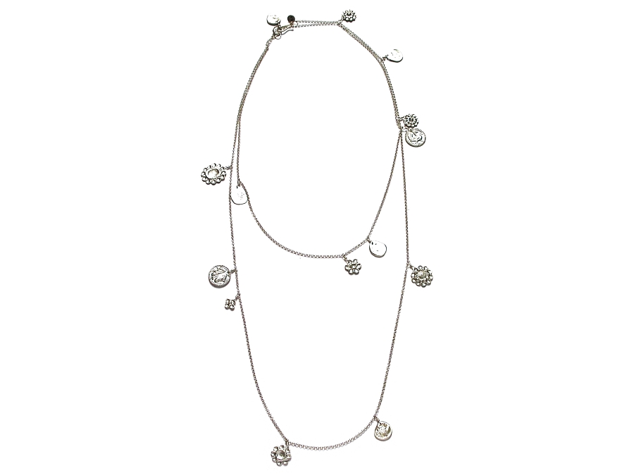 mixed silver indian charm extralong neckpiece   $460.00   item 07-120 