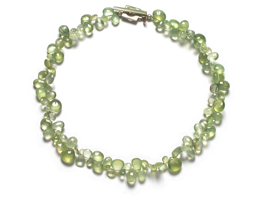 mixed prehnite briolette neckpiece   $340.00   item 07-121 