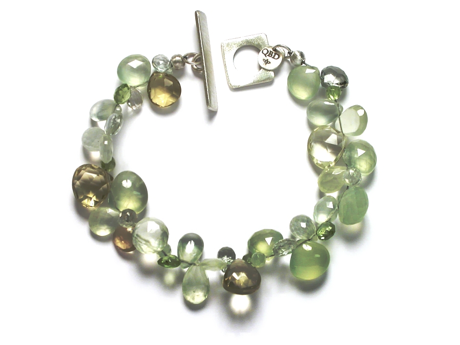 prehnite, lemon quartz, green amethyst & peridot briolette bracelet   $220.00   item 07-123 