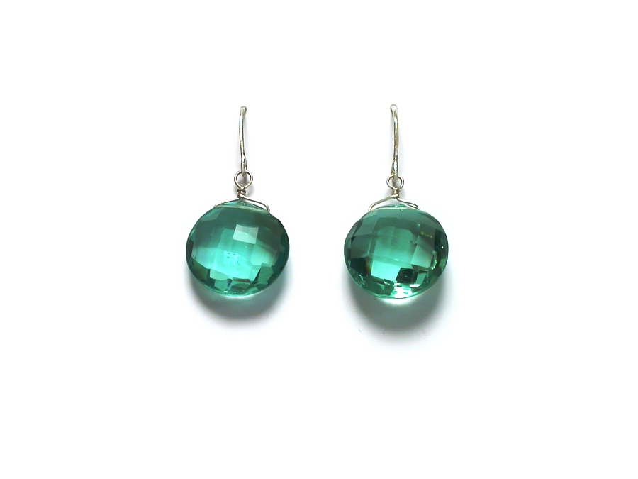 large hydrothermal quartz coin briolette earrings   $70.00   item 07-143 